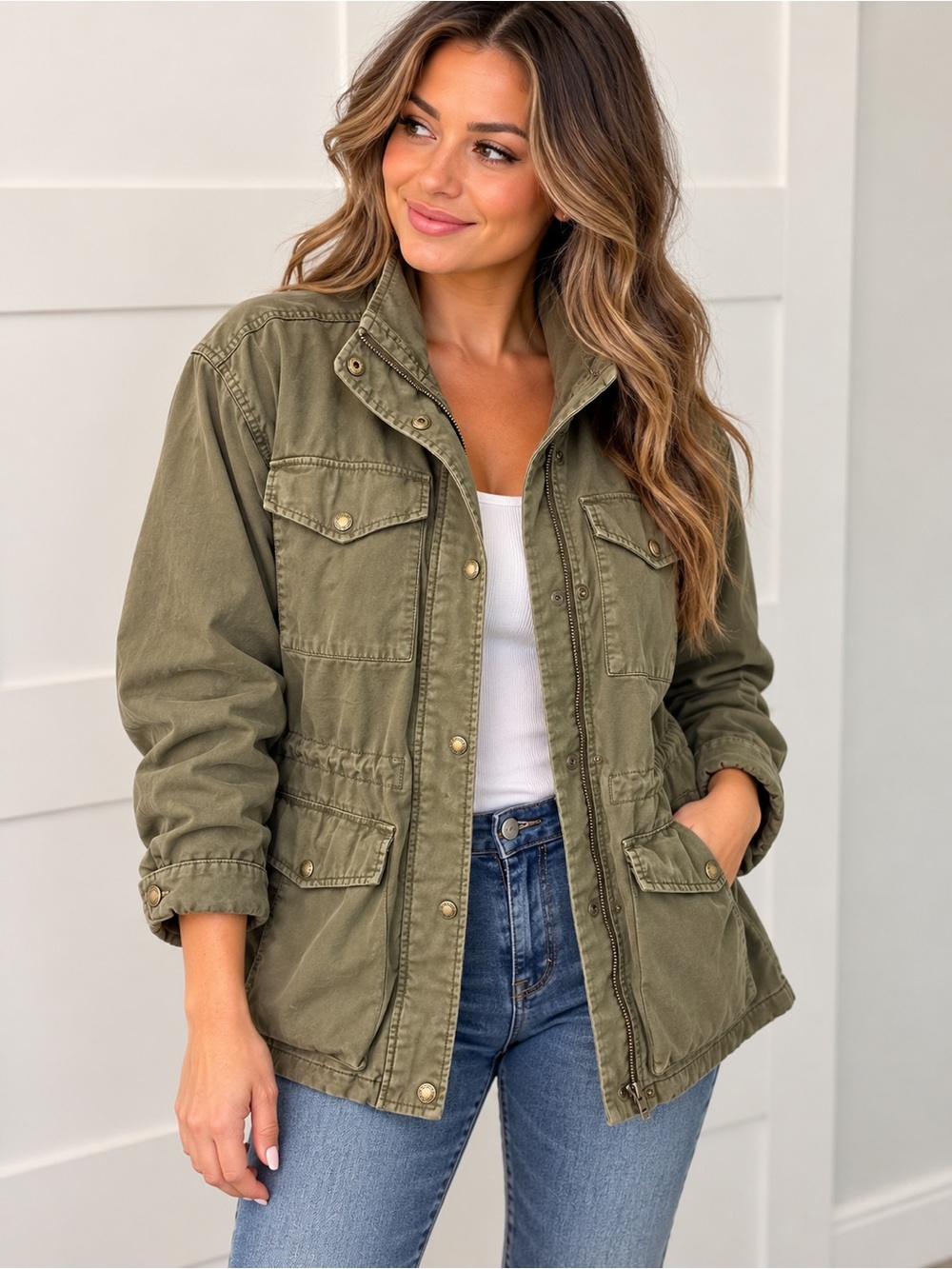 Levi's Olive Green Utility Jacket - Women